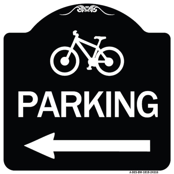 Bicycle Symbol Parking Left Arrow Heavy-Gauge Aluminum Architectural Sign, 18" x 18", BW-1818-24316